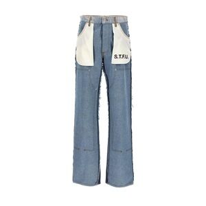 HERON PRESTON Frayed Two-toned Jeans